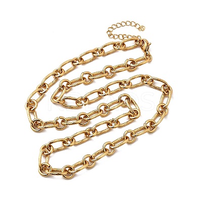 304 Stainless Steel Oval Link Chain Necklaces for Women Men NJEW-A054-01G-1