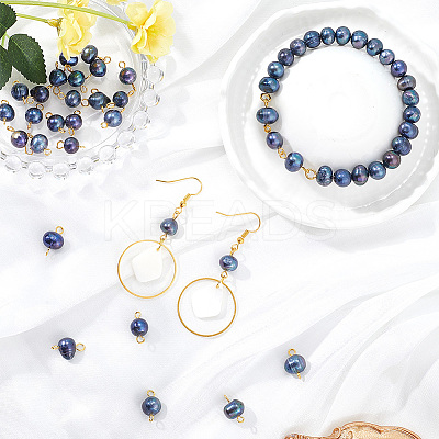 30Pcs Natural Cultured Freshwater Pearl Dyed Connector Charms PALLOY-SC00006-1