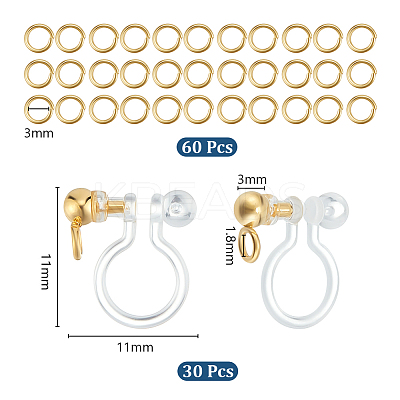 30Pcs 304 Stainless Steel Clip-on Earring Findings STAS-UN0051-65-1