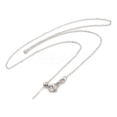 Non-Tarnish 304 Stainless Steel Cable Chain Necklace for Women NJEW-G104-03P-1