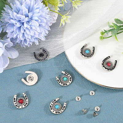 8 Sets 4 Colors Zinc Alloy & Resin Coin Screw Rivet FIND-CP0001-89-1