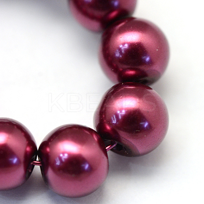 Baking Paint Pearlized Glass Pearl Round Bead Strands HY-Q330-8mm-72-1