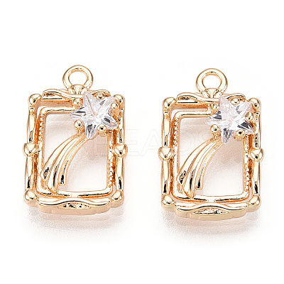 Rack Plating Brass Micro Pave Cubic Zirconia Pendants KK-K333-90G-1