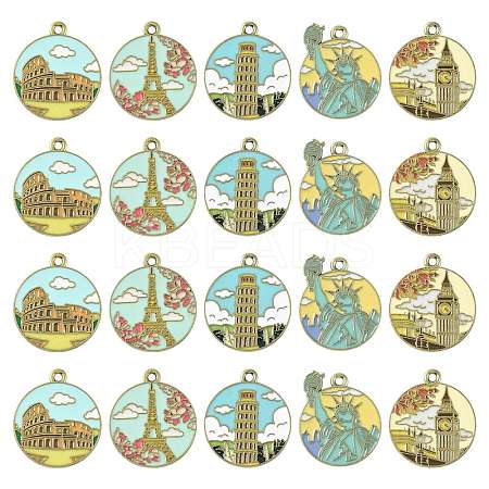 20Pcs 5 Styles Alloy Enamel Pendants ENAM-FS0004-06-1