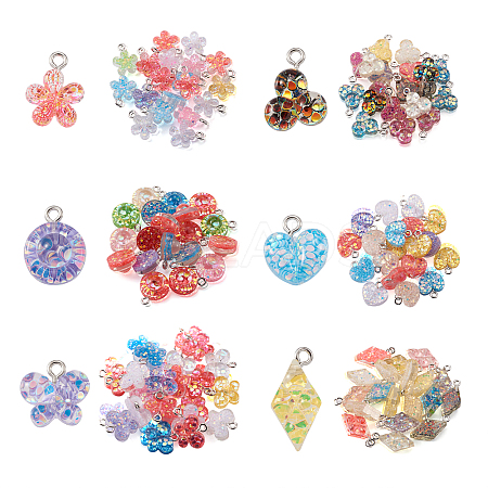120Pcs 6 Style Epoxy Resin Charms RESI-FW0001-05-1