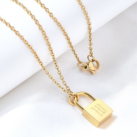 304 Stainless Steel Rolo Chain Pendant Necklaces NJEW-S444-01G-23-1