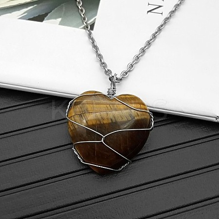 Natural Tiger Eye Pendant Necklaces CY8832-8-1