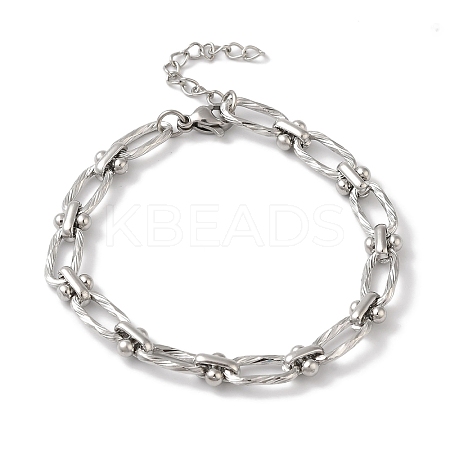 Non-Tarnish 304 Stainless Steel Twisted Oval Link Chain Bracelets for Women BJEW-B092-08P-02-1