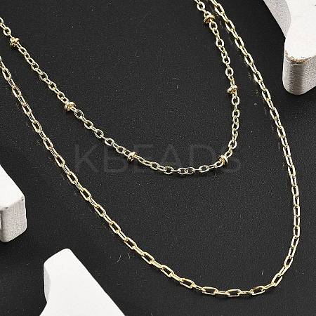 Brass Double Layer Necklaces NJEW-D302-51G-1