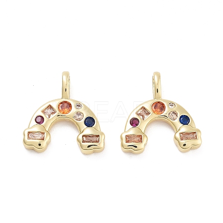 Rainbow Rack Plating Brass Micro Pave Cubic Zirconia Charms KK-G512-25G-02-1