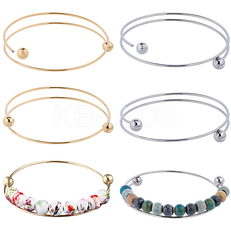 6Pcs 2 Colors Ion Plating(IP) 304 Stainless Steel Bangles Making MAK-BBC0001-22-1