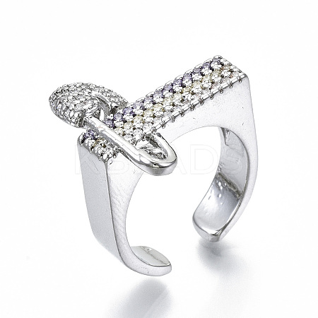 Brass Micro Pave Cubic Zirconia Cuff Rings RJEW-S045-025P-NR-1