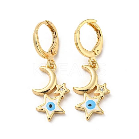 Real 18K Gold Plated Brass Dangle Leverback Earrings EJEW-A033-18G-04-1