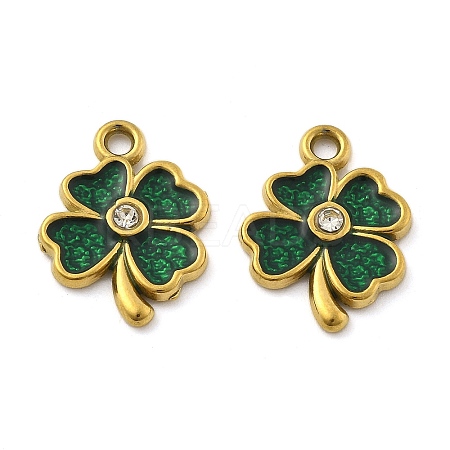 304 Stainless Steel Rhinestone Pendants STAS-D369-10G-1