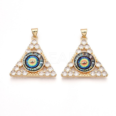Brass Micro Pave Clear Cubic Zirconia Pendants for Women KK-T070-90A-04-1
