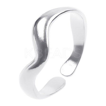 French Minimalist Irregular 304 Stainless Steel Wave Open Cuff Rings for Women Men IS0895-1-1