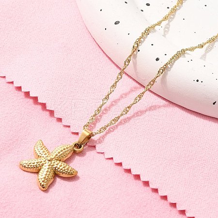 Summer Beach 304 Stainless Steel Pendant Rope Chain Necklaces for Women LS-STAS-Z108-01G-01-1