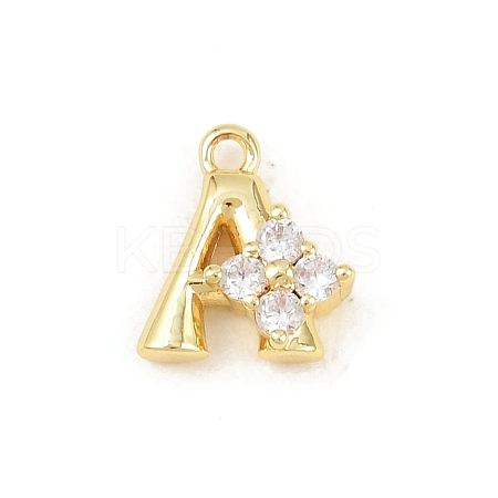 Brass Micro Pave Clear Cubic Zirconia Charms KK-Z151-18G-A-1