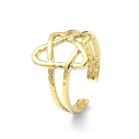 Ion Plating(IP) 304 Stainless Steel Open Cuff Ring RJEW-L109-026G-1