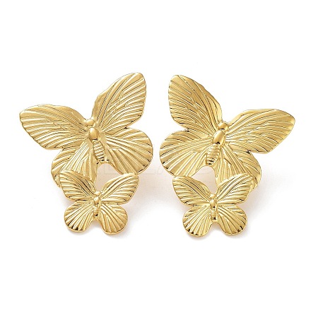 304 Stainless Steel Butterfly Stud Earrings EJEW-Z032-01G-1