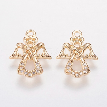 Brass Micro Pave Cubic Zirconia Charms KK-I613-09KCG-1