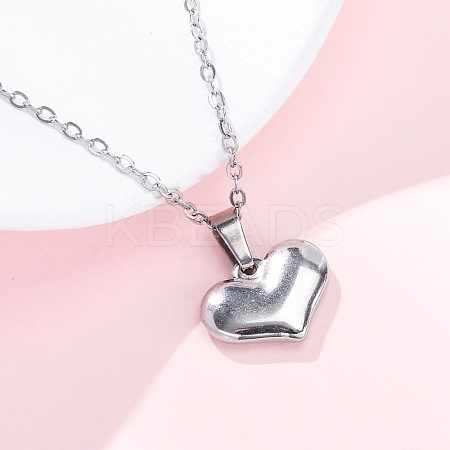Heart 304 Stainless Steel Pendant Necklaces NJEW-H059-17P-1