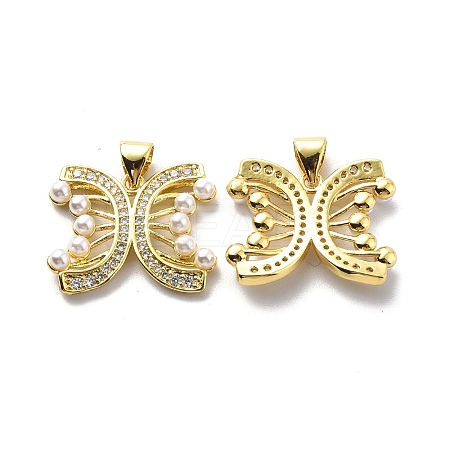 Brass Clear Cubic Zirconia Pendants KK-G446-13G-1