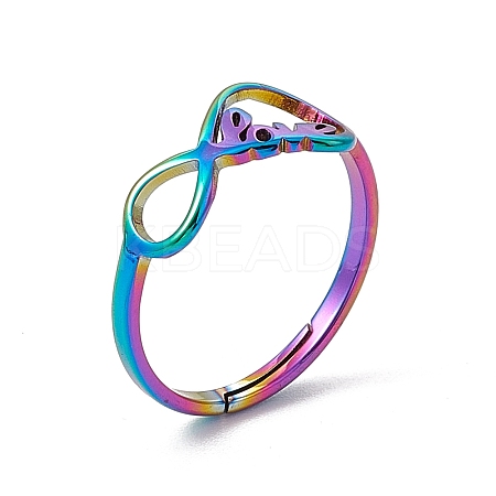 Ion Plating(IP) 201 Stainless Steel Infinity Love Adjustable Ring for Women RJEW-C045-03M-1