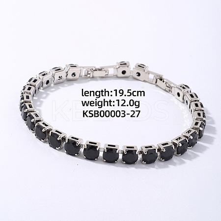Hip-hop Brass Micro Cubic Zirconia Link Chain Bracelets for Men and Women FX8797-27-1