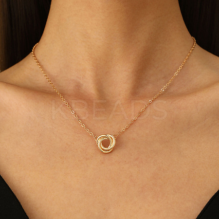 Alloy Braided Ring Pendant Necklaces for Women FS-WGB889B-02-1