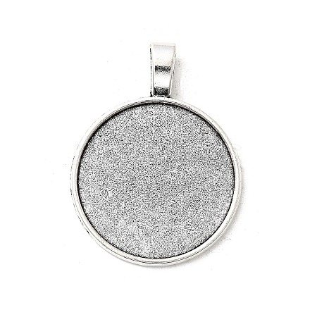 Tibetan Style Alloy Flat Round Pendant Cabochon Settings X-TIBEP-M022-14AS-1