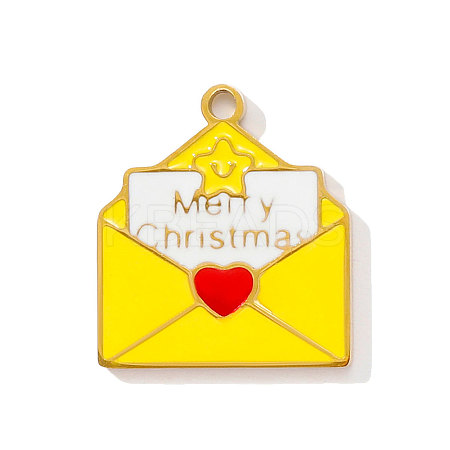 304 Stainless Steel Enamel Pendants STAS-OY001-75G-1