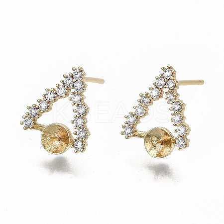 Brass Micro Pave Clear Cubic Zirconia Earring Findings KK-S356-126G-NF-1