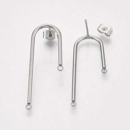 Left and Right Non-Tarnish 304 Stainless Steel Stud Earring Findings STAS-S079-143A-1