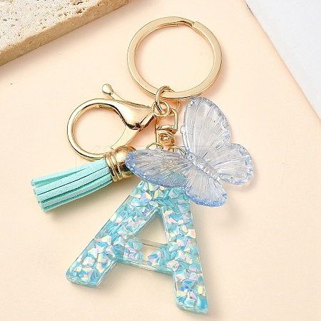 Resin & Acrylic & Faux Suede Tassel Keychain KEYC-YW00117-01-1