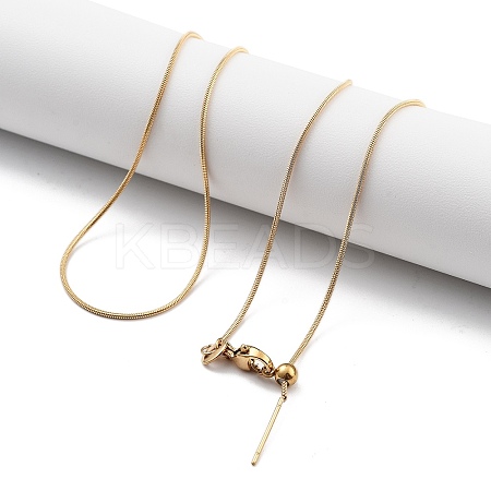 Adjustable Slider 201 Stainless Steel Round Snake Chain Necklaces NJEW-K270-01G-01-1