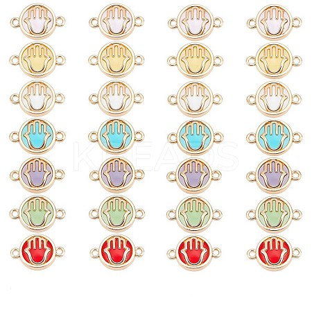 32Pcs 7 colors Glass Connector Charms GLAA-AR0001-29-1