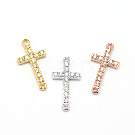 Latin Sideways Cross Brass Micro Pave Cubic Zirconia Links ZIRC-E010-04-1