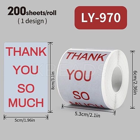 200Pcs Thank You Theme Stickers Roll DIY-M070-01I-1