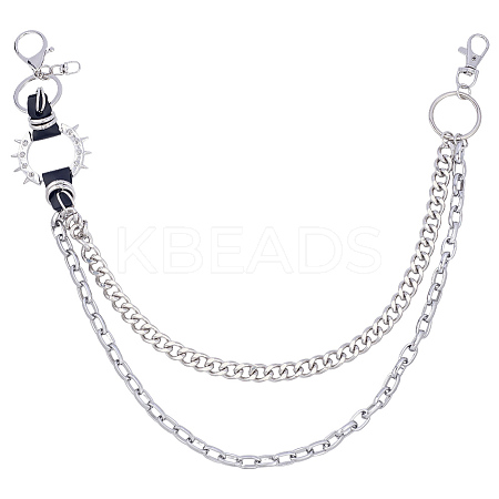 1Pc Alloy Double Layer Chain Belts for Pants AJEW-GF0011-93A-1