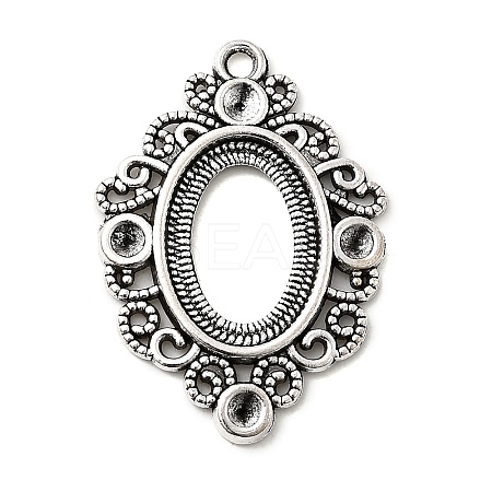 Tibetan Style Alloy Pendant Rhinestone and Cabochon Open Back Settings TIBEP-R304-021AS-LF-1