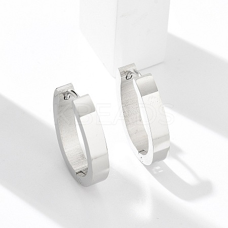 304 Stainless Steel Oval Hoop Earrings for Women EJEW-C096-66P-1