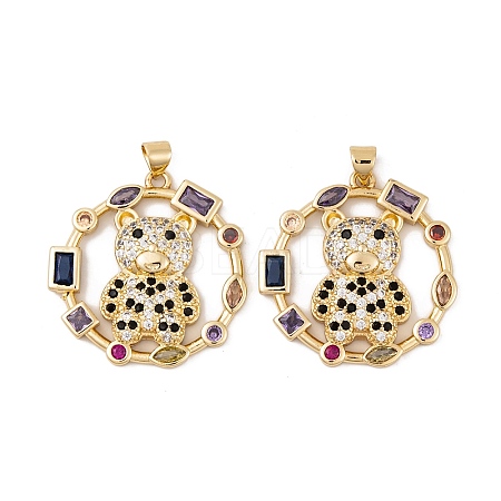 Brass Micro Pave Cubic Zirconia Pendants KK-E108-48G-1