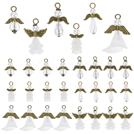 48Pcs 6 Styles Acrylic & Alloy Pendants PALLOY-PH01800-02-1