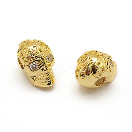 Brass Micro Pave Grade AAA Cubic Zirconia Beads ZIRC-G100-31G-NR-1