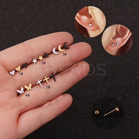 316L Surgical Stainless Steel Star Cartilage Earrings WG4488A-11-1