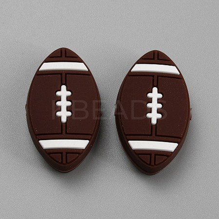 Rugby Food Grade Eco-Friendly Silicone Focal Beads SIL-WH0013-52A-1