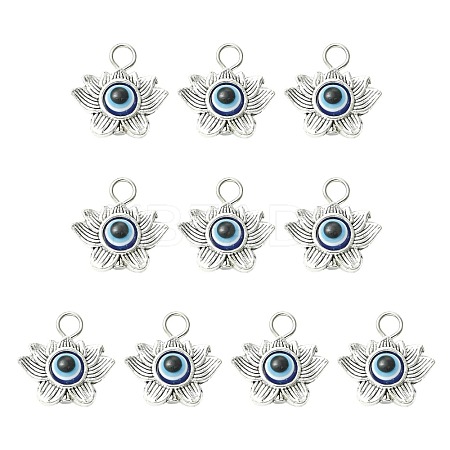 10Pcs Evil Eye Alloy Resin Pendants PALLOY-FS00058-02-1