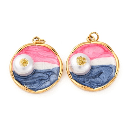 304 Stainless Steel Enamel Pendants STAS-U061-44G-1