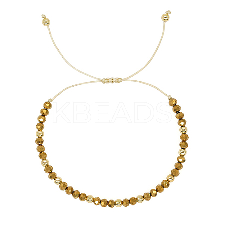 Adjustable Glass Braided Bead Bracelets XA7539-1-1